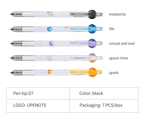 Gel Pens Quick Dry Ink Fine Point 0.5mm, Retractable Rolling Ball Black Ink Pen for Journaling Note taking Drawing Sketching Smooth Writing Non Bleed 7 Pack