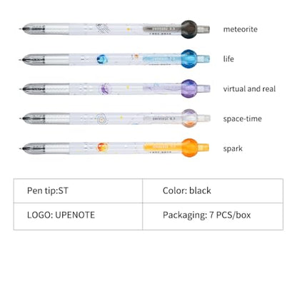 Gel Pens Quick Dry Ink Fine Point 0.5mm, Retractable Rolling Ball Black Ink Pen for Journaling Note taking Drawing Sketching Smooth Writing Non Bleed 7 Pack