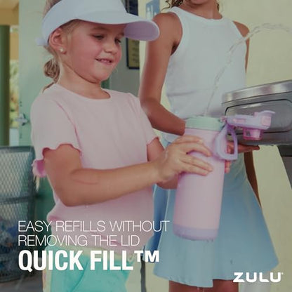 ZULU Powerfill Pro 18oz Kids Stainless Steel Water Bottle with Quick Fill Lid, Triple Wall Vacuum Insulated, Leak Proof Locking Lid, Sip & Chug, Reusable, BPA Free, Dishwasher Safe, Sweet Sorbet - color: Sweet Sorbet