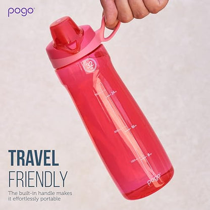 Pogo BPA-Free Plastic Water Bottle with Chug Lid, Pink, 40 oz. - color: Pink, size: 40 Ounces