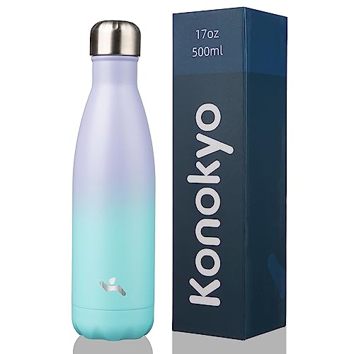 Konokyo Insulated Water Bottles,17 oz Double Wall Stainless Steel Vacumm Metal Flask for Sports Travel,Lavender Green - color: Lavender Green, size: 17 Ounces