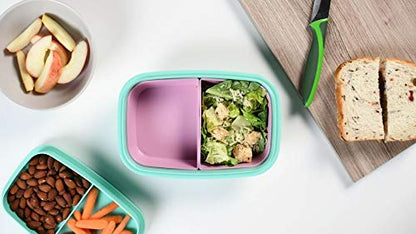 Ultimate Bento Box - Lunch Box for Kids & Adults with Removable Ice Pack - Leakproof, Multi-Compartment Food Container with Removable Containers - Microwave & Dishwasher Safe (Pink, Green, Pink) - color: Pink, Green, Pink