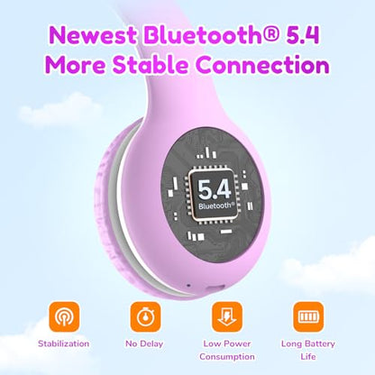 EarFun K2 Kids Bluetooth Headphones, Kids Headphones with Volume Limited, 40H Playtime, Built-in Mic, Stereo Sound, Foldable Over-Ear Headphone for School/Travel/iPad/Tablet, Violet - color: Violet