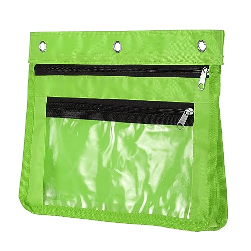 PATIKIL Expandable Pencil Pouch for 3 Rings Binder, 1 Pack Oxford Cloth Large Capacity Zipper Binder Pouch Pencil Case for Office Home, Green - color: Green