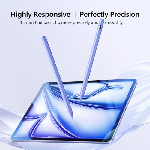 JAMJAKE Stylus Pen for iPad 6th-11th Generation-2X Fast Charge Active Pencil Compatible with 2018-2026 Apple iPad Pro 11"/12.9"/M4, iPad Air 3/4/5/M2/M3/M4,iPad mini 5/6/7 Gen-Purple - color: Purple
