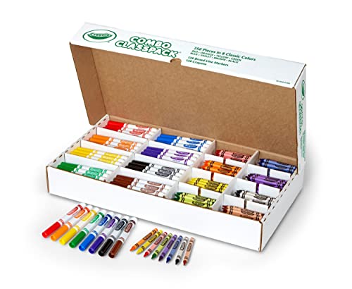 Crayola Crayons & Washable Markers Classpack (256ct), Teacher Classroom Must Haves, Bulk Markers for Kids, Art Supplies for Preschool & Kindergarten