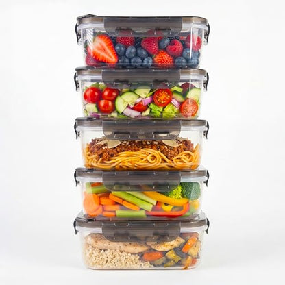 BPA-Free Plastic Airtight Food Storage Containers with Vented Lids, 5-Pack (3.4 Cups Each) for Meal Prep and Leftovers - size: Pack of 5 (3.4 Cup)