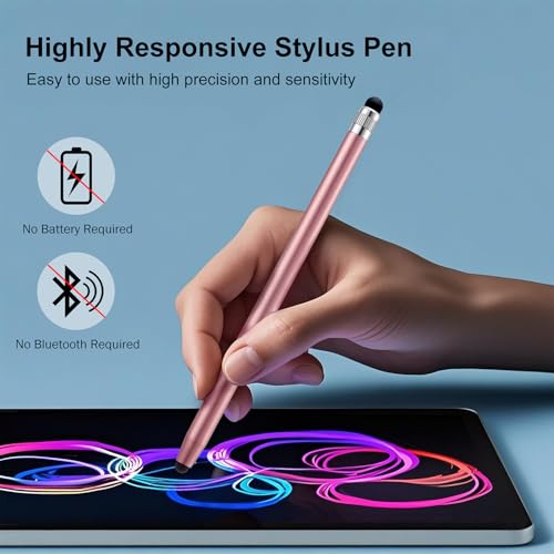 LINFANC 12Pcs Rose Stylus Pen for Touchscreen, 2-in-1 Stylus Pen for iPad | High Precision & Sensitivity, Aluminum Body, Suitable for iPad iPhone Android Smartphone Tablet Switch and All Touch Screens - color: 12 Rose Gold