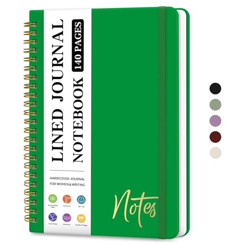 ZOTIA Lined Spiral Journal Notebook for Women, A5 College Ruled Journals for Writing, Hardcover Notebooks for Work, Note taking and Office School Supplies,140 Pages - Racing Green - color: F-Racing Green