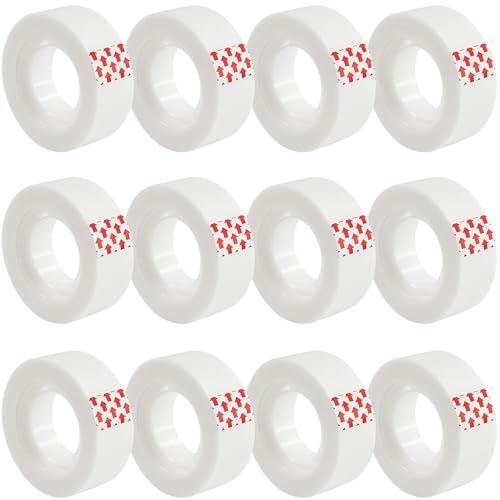 Invisible Tape,12 Rolls Tape Refills Bulk, Writable Tape 3/4 X 1000 Inches, Matte Transparent Tape for Dispenser, School Office Home Supplies for Labeling Gift Wrapping,Craft