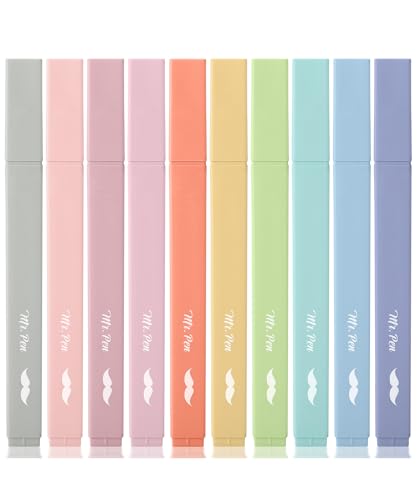 Mr. Pen- Aesthetic Highlighters No Bleed, 10 Pack, Assorted Colors | Chisel Tip, Cute Highlighters Assorted Colors for Journaling, Highlighting, Underlining, Fast Dry, Back to School Supplies - color: Retro Colors, size: 10 Pack