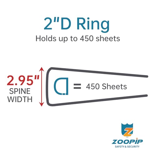 Fireproof 3 Ring Binder with Zipper, 2 Inch D Rings Hold up 450 Sheets of 8.5" x 11" (A4), Compatible with Clear Page Protectors, Built-in net and Pen Holder (1 Pcs, Black, 2") - color: Black, size: 2", style: 1 Pcs