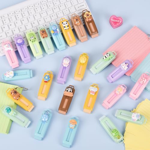 24 Pcs Cute Retractable Eraser for Pencils Cute School Supplies Kawaii Erasers for Kids Fun Cartoon Erasers Back to School Supplies Kid Party Favors Gift (Style 1) - color: Style 1