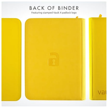 Vault X 9 Pocket Zip Trading Card Binder 360 Cards Exo-Tec (Yellow) | Holds 360 standard-size TCG cards in 20 side-loading 9-pocket pages. Padded, water-resistant Exo-Tec cover. - color: Yellow, size: 6.8cm x 9.7cm