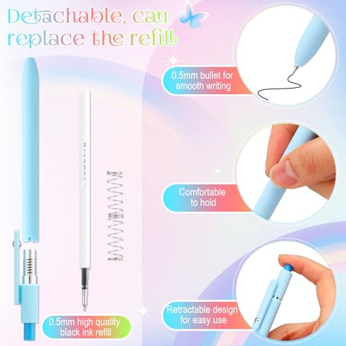 Epakh Gel Pens, 10 Pcs 0.5mm Quick Dry Black Ink Fine Point Smooth Writing Pens High End Series Retractable Aesthetic Ballpoint for Office School Supplies Women Men Gifts(Macaron Color,Classic) - color: Macaron Color, style: Classic