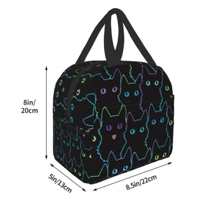 Nerxy Cat Lunch Bag Cute Leakproof Cooler Lunch Box Colorful Cat Silhouettes Insulated Meal Tote Kit Lunch Containers For School Office Picnic For Kids Adults Children,8.5x8x5 In(catLB230406) - color: catLB230406