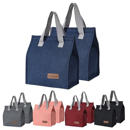 2Pcs Blue Lunch Bag Insulated, Lunch Box Bag, Reusable Lunch Tote Bag | small lunch tote,tasty food lunch bag,small cooler bag,Lunch Box Container Bag Insulated for Women, Men, Work, Office, Travel - color: Blue