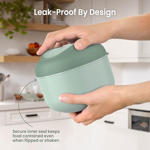 Bentgo Bowl - Insulated Leak-Resistant Bowl with Collapsible Utensils, Snack Compartment and Improved Easy-Grip Design for On-the-Go - Holds Soup, Rice, Cereal & More - BPA-Free, 21.2 oz (Khaki Green) - color: Khaki Green