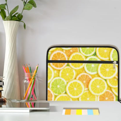 WEBEEDY 13 Pockets Expanding File Folder with Sticky Labels and Zipper, Lemon Theme Portable Accordion File Organizer Paperwork Folder for Documents A4 Paper Receipt Travel Office, Back to School