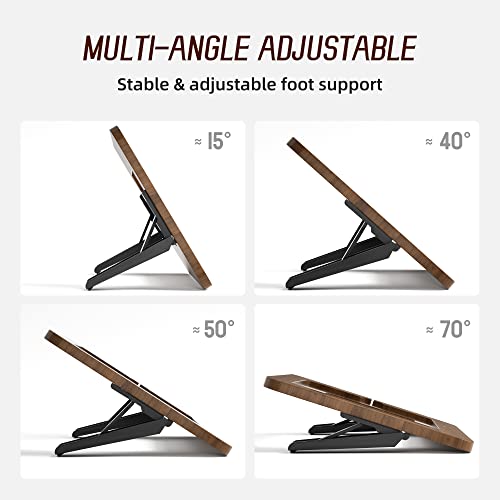 AFOOYO Bamboo Tablet Stand - Portable & Adjustable 5 Angles,Laptop Riser,Book Reading Stand,Compatible with 9.7/10.2/10.5/10.9/11 inches (Walnut Varnish) - color: Walnut, size: M-Fit 9.7/10.2/10.5/10.9/11 inches