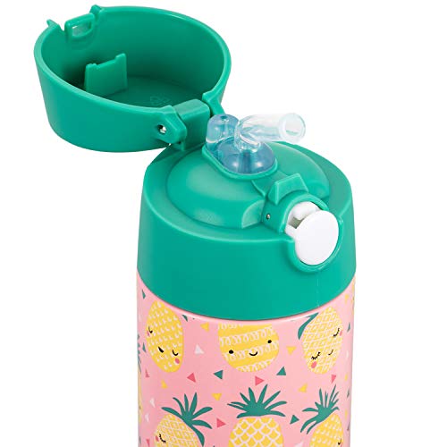 Snug Insulated Kids Water Bottle with Straw & Spout – Double-Wall Stainless Steel, Leakproof, Easy-Flip Lid – For School, Travel, Toddlers & Big Kids - Pineapples, 12oz - color: Pineapples, size: 11.8 Ounces