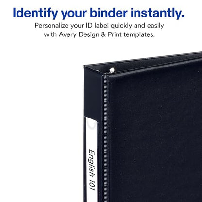 Avery Mini 3 Ring Binder, Holds 5.5" x 8.5" Paper, 1" Round Rings, 175-Sheet Capacity, 1.4 Inch Wide Spine, Label Holder, Black Binders (6-Pack of 27257)