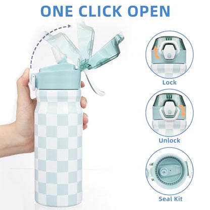 BJPKPK Stainless Steel Insulated Water Bottle with Straw Lid 18oz Reusable Metal Thermal Flask Bottles Keep Cold and Hot,Plaid - color: Plaid, size: 18 Ounces