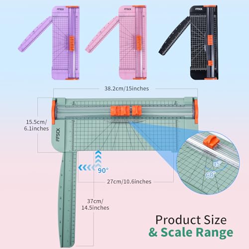 A4 Green Paper Cutter Slider 12 Inch Titanium Straight Paper Trimmer, Paper Cutter for Classroom Scrapbooking Cutter, Papercraft Supplies - color: Green