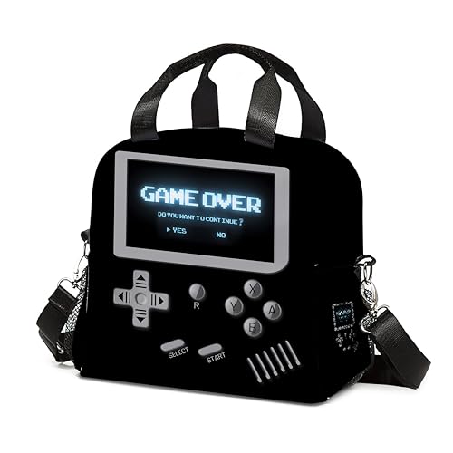 Gamepad Console pattern Lunch Bag Reusable Insulated Lunch Box Large Capacity Meal Tote for Kids Boys Girls Waterproof Adjustable Shoulder Strap Gamer Lunch Tote for Work School Picnic Travel - color: Game01