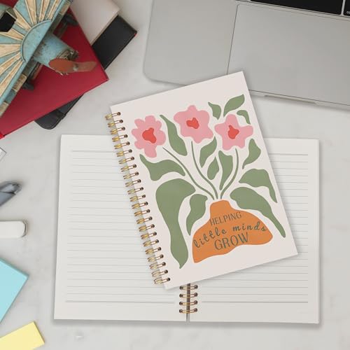 Qabliqo Teachers Gifts Spiral Notebooks, Boho Floral Helping Little Minds Grow Teacher Gifts Journal, Teacher Appreciation Gift Notebook for Note Taking, Teachers Office Supplies, 5.5x8.3 Inch - color: Helping Little Minds Grow