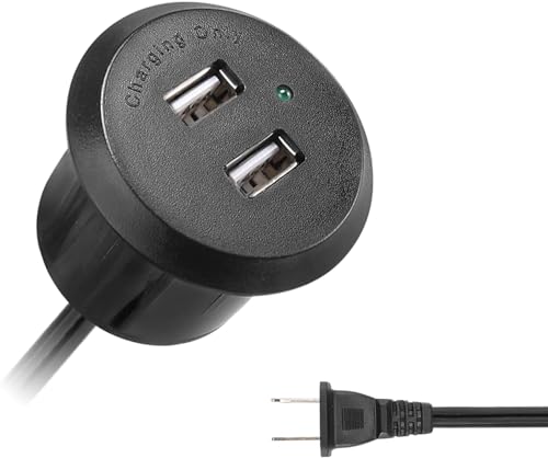 Desktop Recessed Mount USB Power Hub Desk Power Outlet Charging Center Nightstand Cabinet (2 USB 2.1A 10 ft) - size: 10 ft
