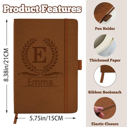STREADVE Personalized Journal Notebook with Initials Name Custom Journaling Notebook for Men Women Customized College Ruled Notebooks Lined Journals Gift for Work School Business Church Graduation - color: Initials-Engraved