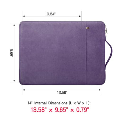 RAINYEAR 14 inch Laptop Sleeve Carrying Case with Handle & Pocket, Purple | Protective Padded Polyester Laptop Sleeve Case Briefcase Compatible with 14 Inch Notebook Computer Chromebook - color: Purple, size: 14"