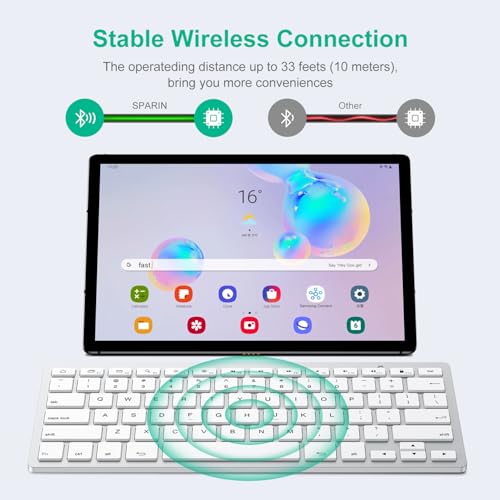 SPARIN Bluetooth Keyboard for Samsung Galaxy Tab A11 Plus/A9 Plus/S11/S10 FE/S10+/S6 Lite, Wireless Keyboard for Android, Windows,Samsung Tablet, PC, Phone-Ergonomic, Lightweight, Ultra-Slim-Grey - color: Grey