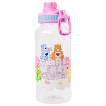 Silver Buffalo Care Bears Share Bear, Plastic Water Bottle, 32oz | Grumpy and Funshine, Cheer, Bedtime, Twist Spout, Sticker Set, You Stick Yourself, Good Luck Bear, Love-a-Lot, Tenderheart - color: Care Bears Forever