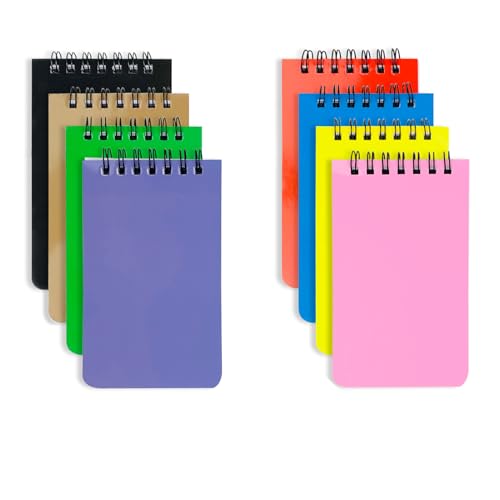 KTOJOY 8 Pack Pocket Notebook Small 3x5 Spiral Notepads With Lined Pages, Small Top Spiral Notebook Little Mini Memo Steno Note Pads for Outdoor Home Office College School