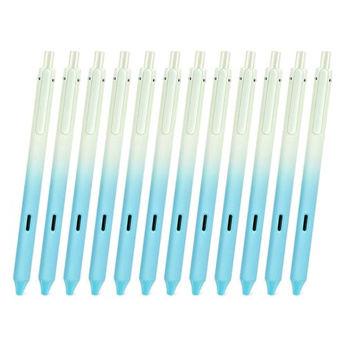 12Pieces Quick Drying Gel Pen Retractable Gel Pen Comfortable Grip for Student Teens Exams, 0.5mm Tip, Smooth to Write - color: glacier1
