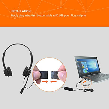 IPD IPH-255 USB Headset with Noise Cancelling Microphone for Office and Call cengter- Compatible with Skype, Microsoft Teams, Cisco Jabber, Avaya One-X and Other Soft Phones - color: Leather Cushion, style: Binaural
