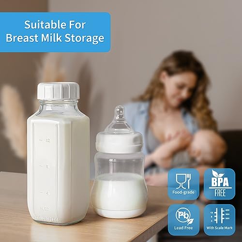 Syntic Glass Juice Bottles with Lids, 3 Pack Clear Glass Water Bottles w 2 Pour Spouts, 16 Oz Reusable Milk Jug w 100% Airtight Cap and Scale for Juicing Containers, Breast Milk Storage, Drinking Jar - style: 3 Pack