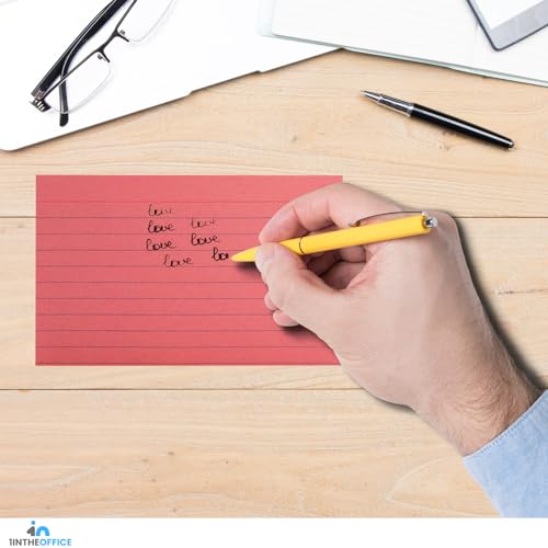 1InTheOffice Ruled Red Index Cards 3x5, Cherry Red, 200/Cards