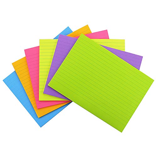 Early Buy Lined Sticky Notes, 8x6 in, 6 Bright Color, 6 Pads, 45 Sheets/Pad | Large size 8x6 in Lined Sticky Pads - color: 8x6 in