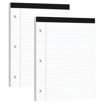 Legal Pads 8.5x11, 50 Sheets/Pack, 2-Pack,3-Hole Punch & Perforated Writing Pads, Wide Ruled White Lined Paper, Notebook 8.5x11.75, Notepads 8.5x11 for Business, School and Office Supplies - style: 2 Pack-3Hole