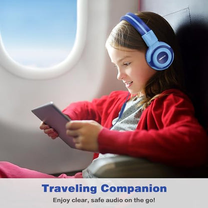 SIMOLIO Wired Headphones with Microphone & Volume Control & 3-Level Switchable Volume Limited & Share Jack & Bag, Stereo Headset for Kids Teens Adults Youth School Plane Travel Gift PC Computer Laptop