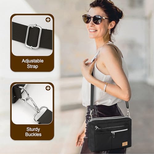 TiMOVO 9-11" Anti-Theft Tablet Sleeve with Strap for iPad, Black | Anti-Theft Design Tablet Bag with Shoulder Strap, Fits iPad 10.9"/10.2", Air 11/5th/4th Gen 10.9", Galaxy Tab A9+ 11" - color: Black