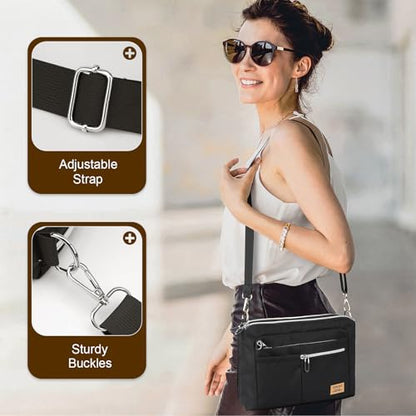 TiMOVO 9-11" Anti-Theft Tablet Sleeve with Strap for iPad, Black | Anti-Theft Design Tablet Bag with Shoulder Strap, Fits iPad 10.9"/10.2", Air 11/5th/4th Gen 10.9", Galaxy Tab A9+ 11" - color: Black