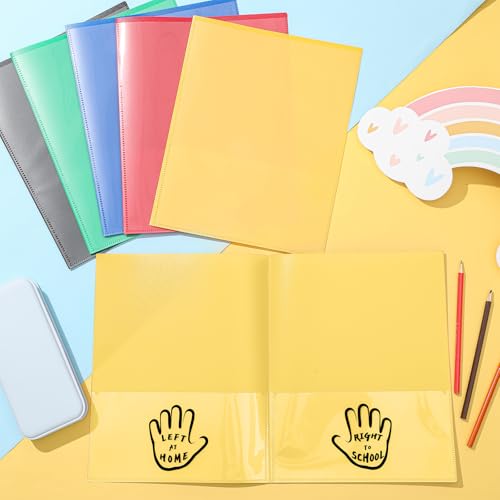 Henoyso 24 Pcs School to Home Folder with Pocket Plastic Heavy Duty Clipboard Folder with Clear Front Pocket Homework Take Home Folders for School Students Parent Teacher Communication(Yellow) - color: Yellow
