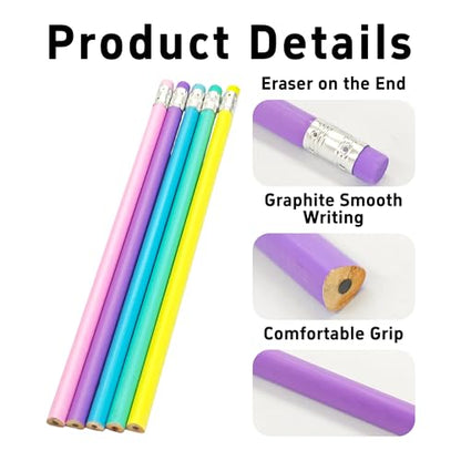 pson 30Pcs HB Graphite Pencils with Erasers, Unsharpened Round Triangular Grip Pencils for School, Office, Drawing, Sketching, and Writing(Purple) - color: Purple