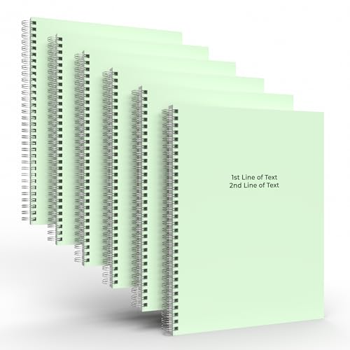 Custom Spiral Notebook Journals with a Pastel Green Colored Cover - 6 Pack of 8.5" x 11" – College Ruled, Hard Cover, 50 Sheets Per Book – For Journaling, Office, School Supplies, etc. - color: Pastel Green, size: 8.5" x 11"