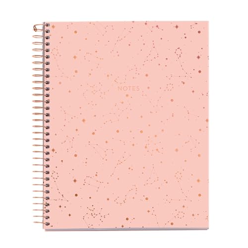 Miquelrius M Fashion 4 Subject Spiral Notebook, Lined A5-8.25" x 5.87" 120 Sheets White Heavyweight Paper, Subjects Separated by color, 2 Hole Punched, Micro-Perforated, Constellations Design