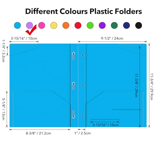 Briartw Heavy Duty Plastic Pocket Folder with Prongs for Letter Size Paper - 6 Pack Light Purple File Folder with Clear Front Pocket - 2 Pockets and 3 Prongs,As Well As 2 Card Slots - Pocket Folders - color: Light Purple